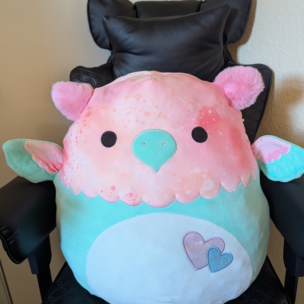 Pink and Green Stuffed Animal Plush Toy